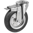 Въртящо колело на втулка с черна гума Ø100мм, подходящо за колички с леко натоварване, закрито и открито.