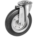 Въртящо колело на втулка с черна гума Ø80мм, подходящо за колички с леко натоварване, за употреба на закрито и открито.