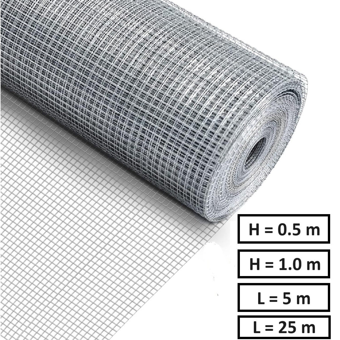 Електрозаварена мрежа HOBBY FENCE, 6.3 x 6.3 мм., ø 0.55 мм., поцинкована