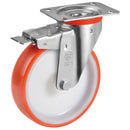 Въртящо колело с полиуретанова гума, произведено в Италия от Tellure Rota, висококачествени компоненти, Ø80мм.