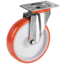 Въртящо колело на планка с полиуретанова гума, произведено в Италия от Tellure Rota, висококачествени материали.