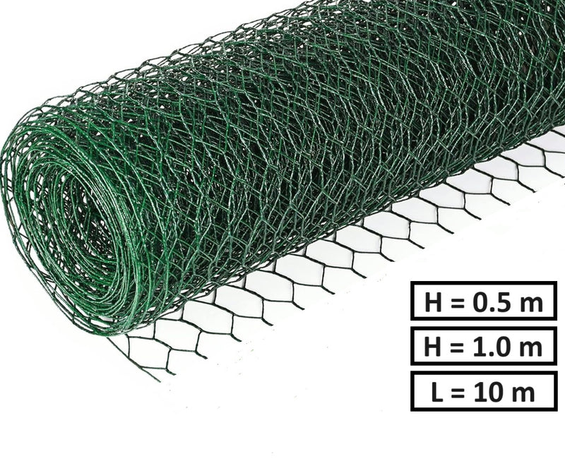 Хексагонална мрежа HOBBY FENCE с PVC покритие, 20 x 20 мм, Ø 1.0 мм, зелен цвят