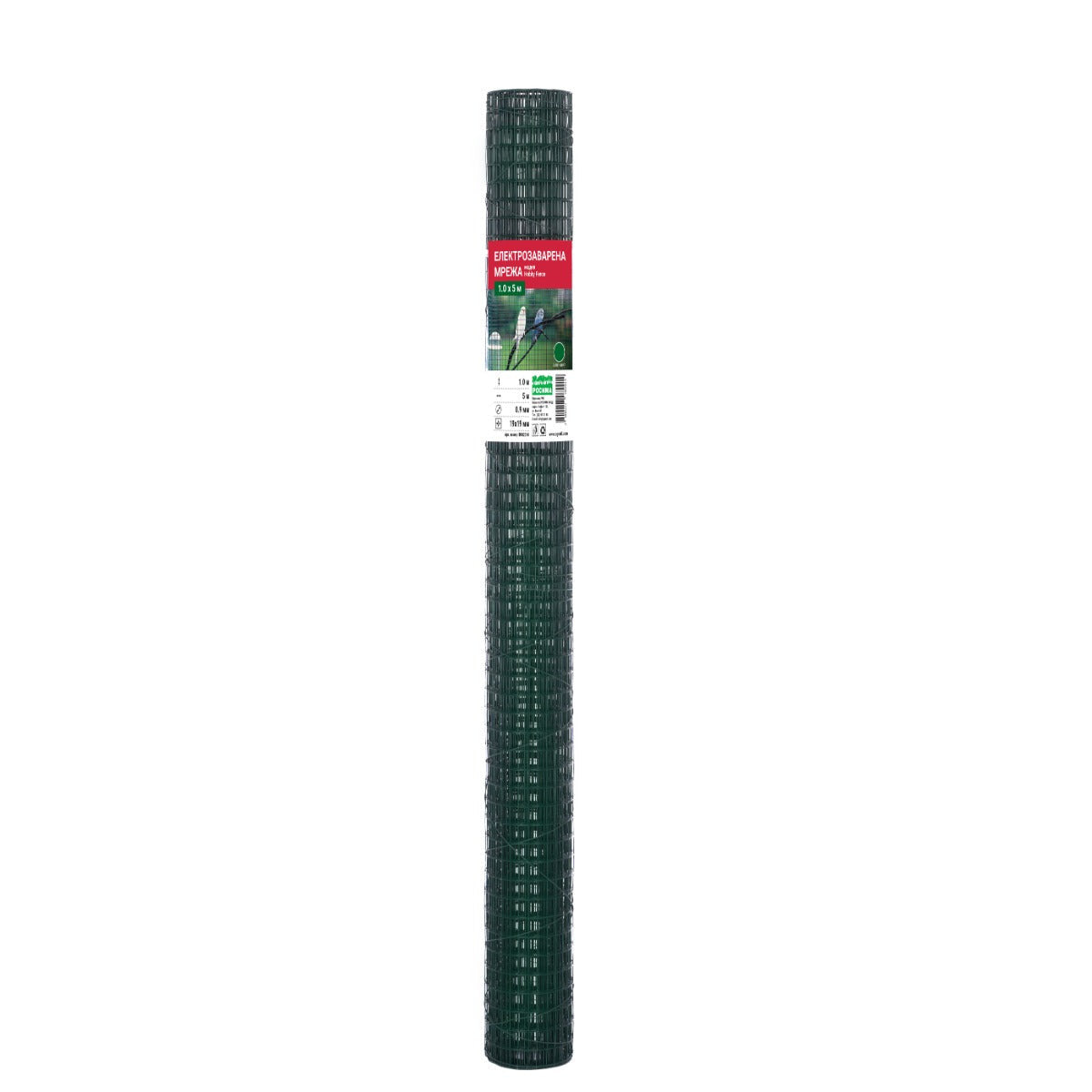 Електрозаварена мрежа HOBBY FENCE с PVC покритие, 19 x 19 мм, ø 0.9 мм, зелен цвят