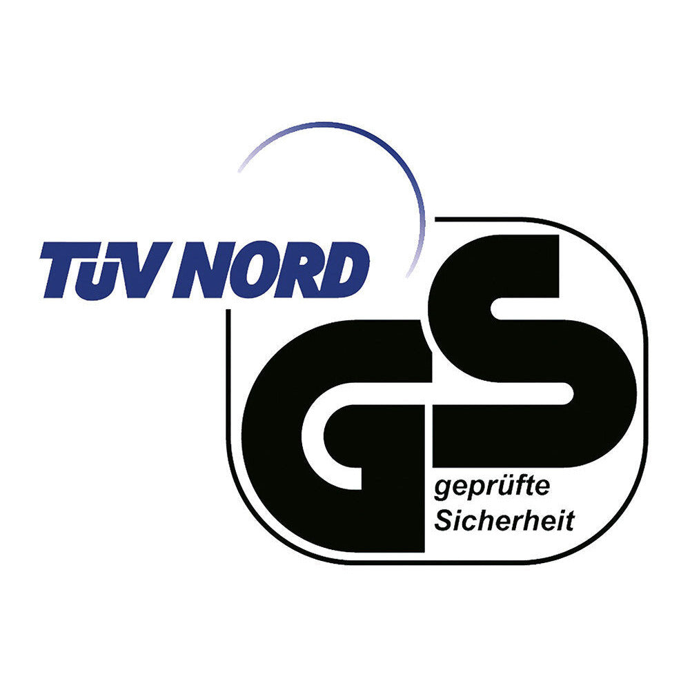 Лого на TÜV NORD с GS сертификат за проверена безопасност.