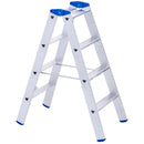 Двустранна алуминиева стълба STS 2x4, идеална за строителни дейности и домашни ремонти.