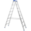 Двустранна алуминиева стълба STS 2x8, идеална за ремонти и домашни задачи. Здрава и удобна.