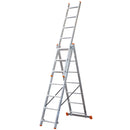 Алуминиева трираменна стълба STS 3x7, идеална за професионална и домашна употреба, с различни конфигурации.