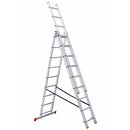 Алуминиева трираменна стълба STS 3x9, идеална за професионална и домашна употреба, с различни конфигурации.