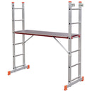 Комбинирано мобилно скеле-стълба STS 2x6 от алуминий, с работна платформа и стабилизатори за безопасна работа.