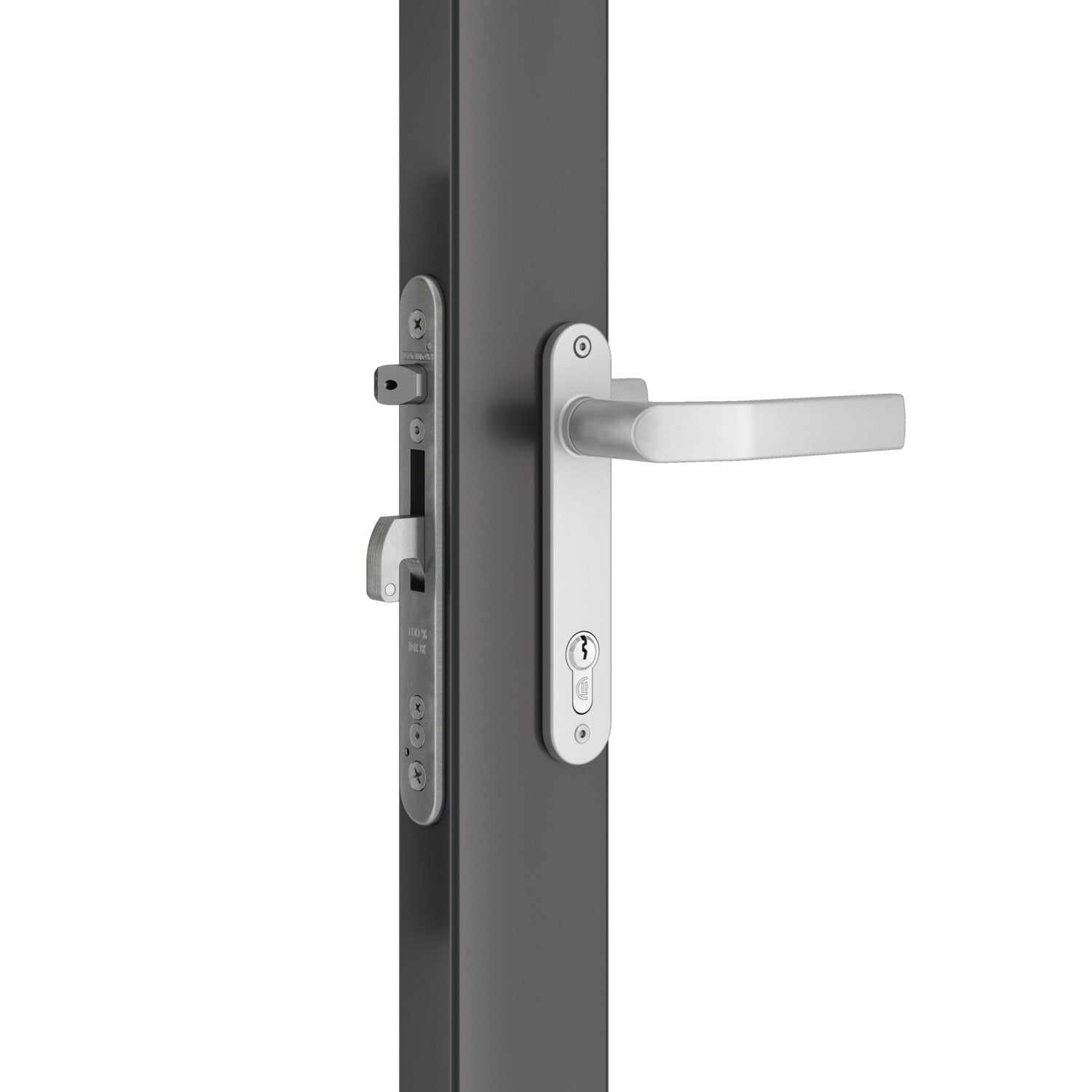 Брава за вграждане Eightylock Locinox за профил с минимална ширина 80 мм.