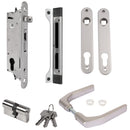 Окомплектована брава за вграждане Fiftylock с дръжки 3006J-H, планка, патрон и насрещник SFKU Locinox