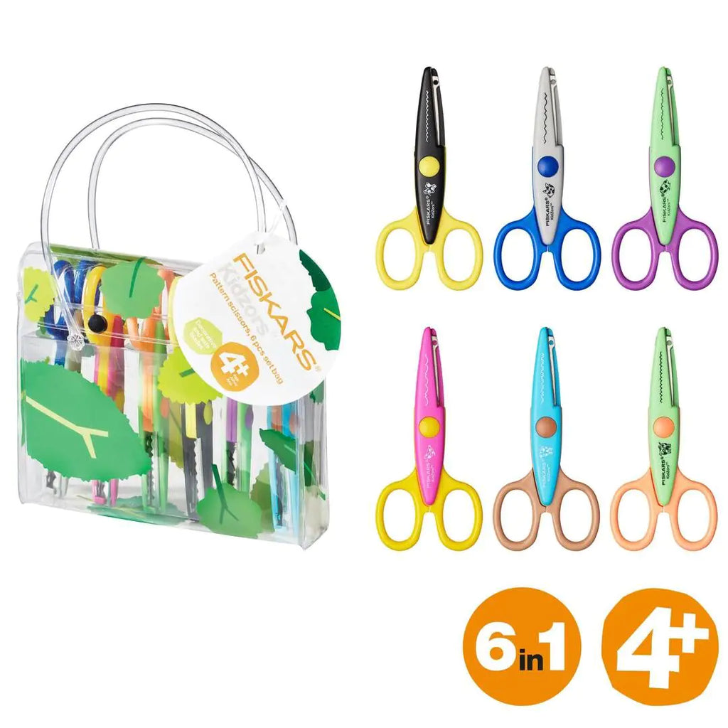 Детски комплект декоративни ножици Fiskars Kidzors™, 6 броя - Nika.bg