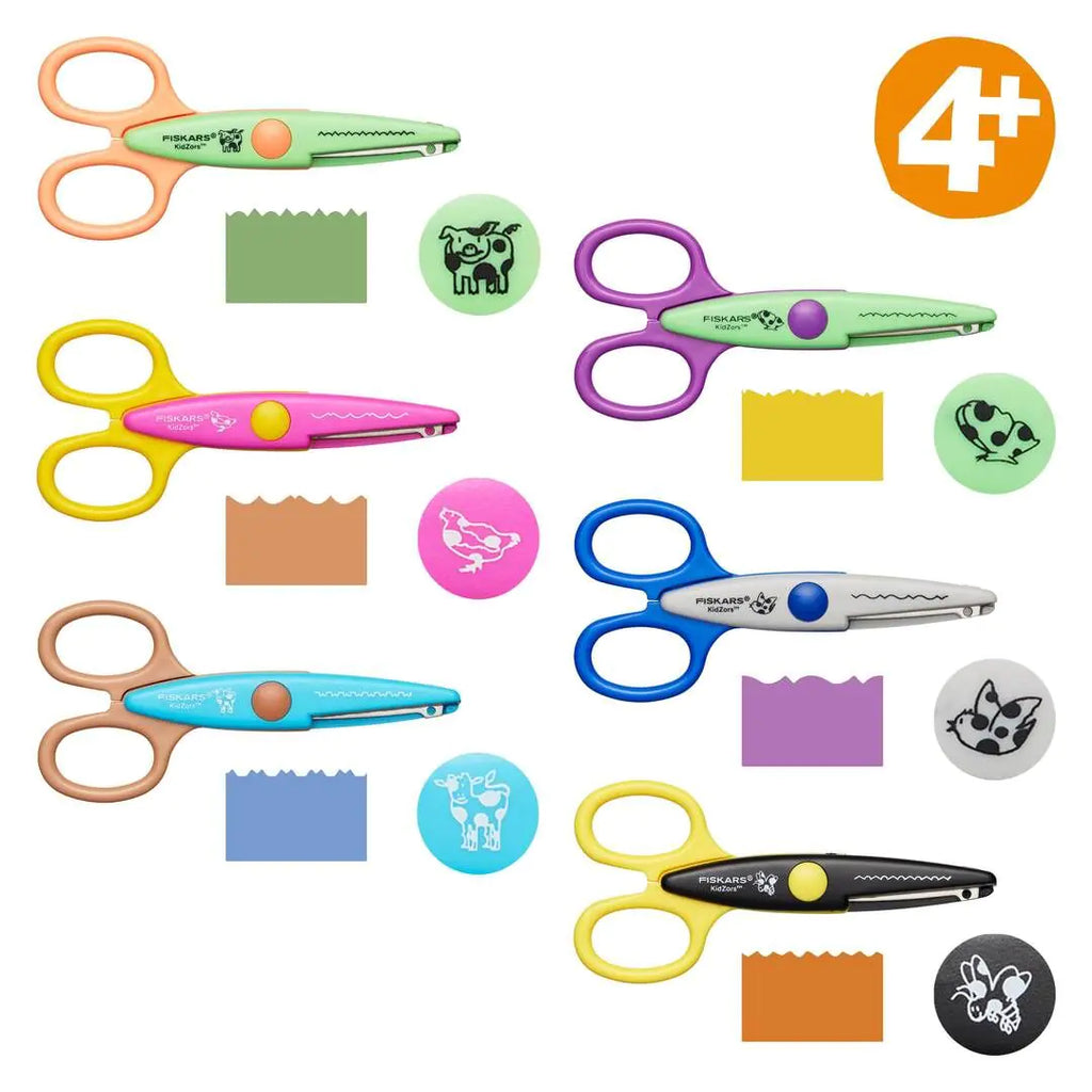 Детски комплект декоративни ножици Fiskars Kidzors™, 6 броя - Nika.bg