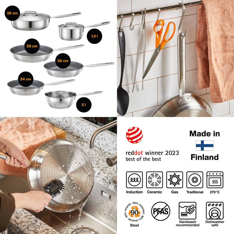 Тиган за пържене Fiskars All Steel с незалепващо керамично покритие, 24cm