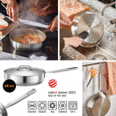 Тиган за сотиране Fiskars All Steel с капак и незалепващо керамично покритие, 26cm