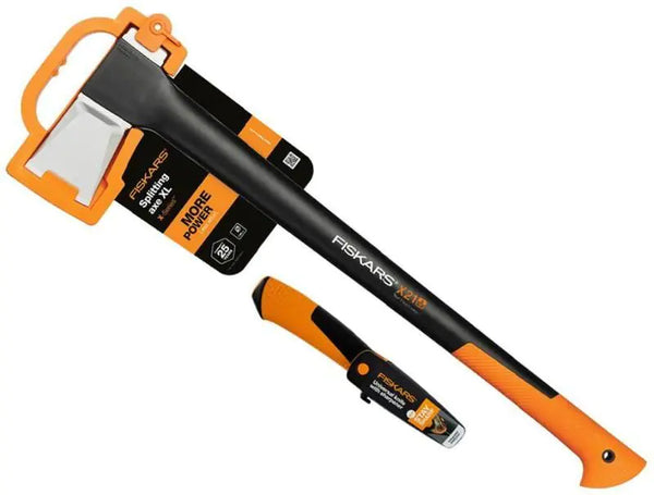Сет: Брадва за цепене Fiskars Х21 + Универсален нож с вградено точило