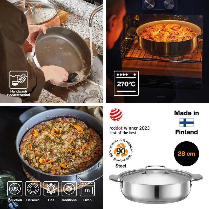 Съд за печене Fiskars All Steel с незалепващо керамично покритие, 28cm