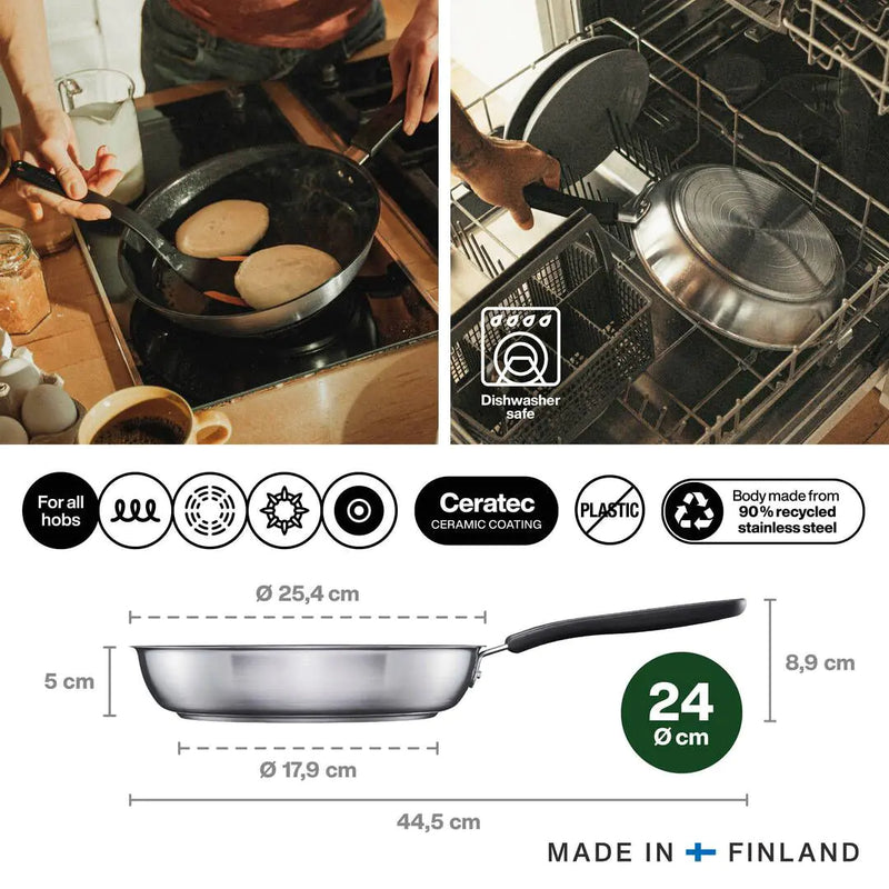 Тиган за пържене Fiskars Functional Form с незалепващо керамично покритие, 24cm