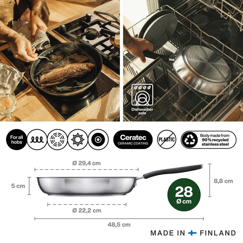 Тиган за пържене Fiskars Functional Form с незалепващо керамично покритие, 28cm