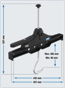 CRUZ комплект скоби за стълба с размери 507 mm, максимална дължина 365 mm и минимална дължина 95 mm.