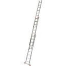 Алуминиева трираменна стълба KRAUSE Tribilo 3x9 в максимално разпънато положение, идеална за професионално и домашно използване.