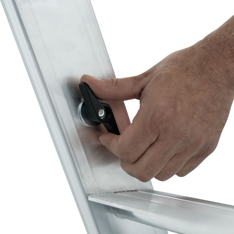 Регулиране на алуминиева телескопична стълба Krause STABILO с удължаващи релси