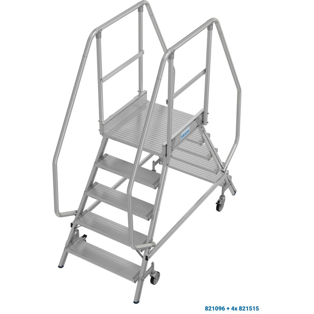 Мобилна двустранна стълба с платформа и колела Krause Stabilo 2x5