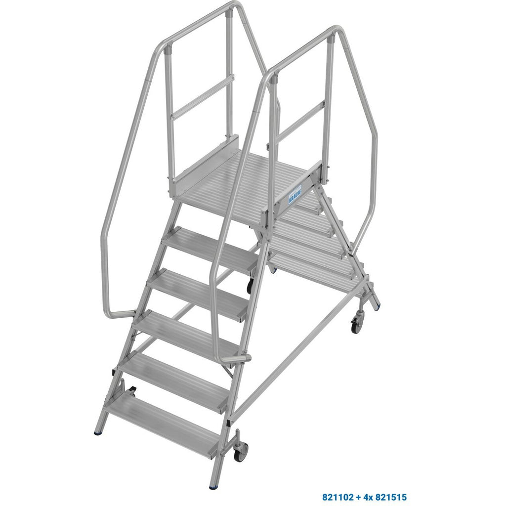 Мобилна двустранна стълба с платформа и колела Krause Stabilo 2x6