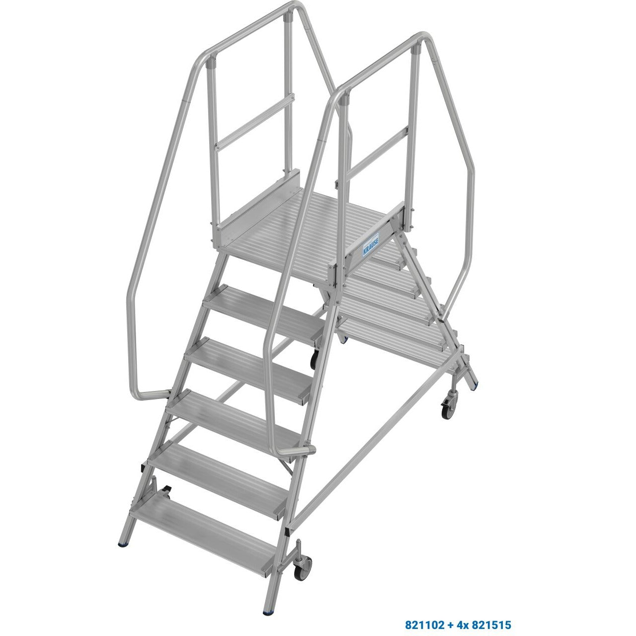Мобилна двустранна стълба с платформа и колела Krause Stabilo 2x6