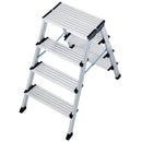 Двустранна алуминиева стълба KRAUSE TREPPO 2x4 с широки стъпала, идеална за монтажни и домашни задачи.