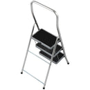 Сгъваема алуминиева стълба KRAUSE TOPPY XL с 3 стъпала, черна антиплъзгаща повърхност.