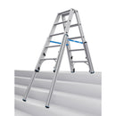 Алуминиева телескопична стълба Krause STABILO 2x5 на стъпала, с 4 удължаващи релси за стабилност и гъвкавост.