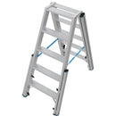 Алуминиева телескопична стълба Krause STABILO с четири удължаващи релси за стабилност при неравни повърхности.