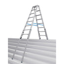 Професионална алуминиева телескопична стълба Krause STABILO 2x8 с четири удължаващи релси за работа на неравни повърхности.