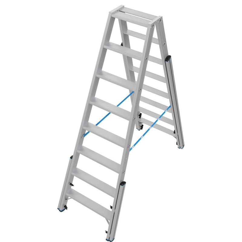 Алуминиева телескопична стълба Krause STABILO с 4 удължаващи релси в А-образна форма.