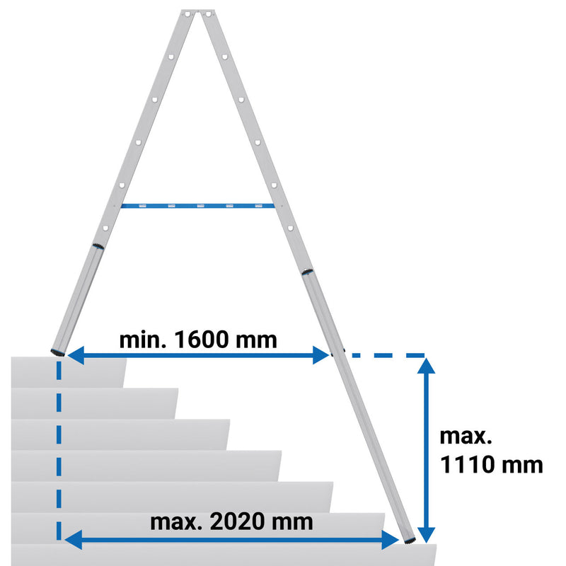 Алуминиева телескопична стълба Krause STABILO 2x8, удължаваща се за различни височини и повърхности.