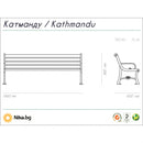 Дървена парковa пейка с чугунени крачета, размери 186 x 60 x 78 см, елегантен дизайн, минималистичен стил.