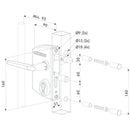 Брава за индустриална врата LAKQU2 Locinox за квадратен и правоъгълен профил