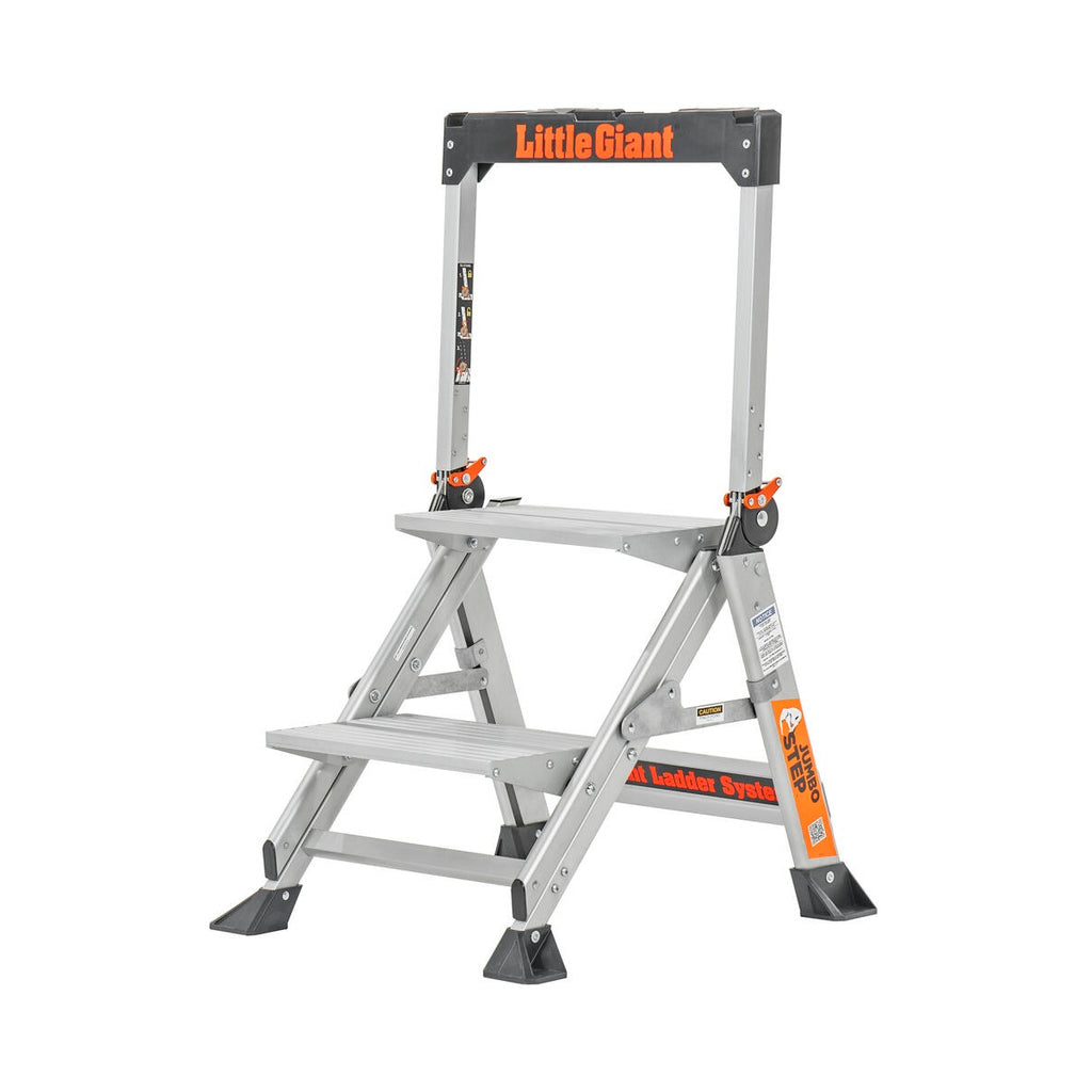 Алуминиева стълба Little Giant Jumbo Step с широки платформи и противохлъзгащи стъпала.