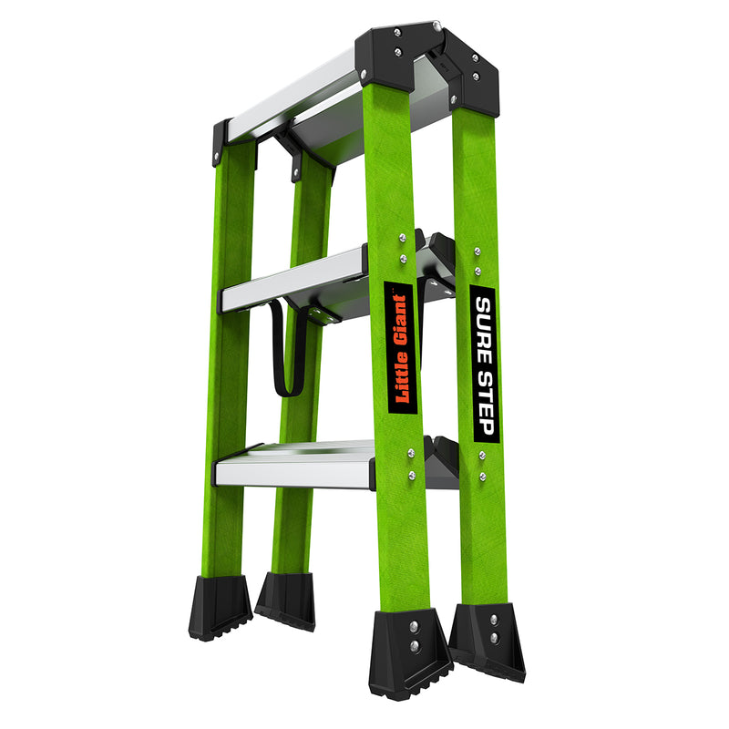 Двустранна стълба от фибростъкло Little Giant Sure Step™ с 2x3 стъпала, лека и стабилна за дома и офиса.