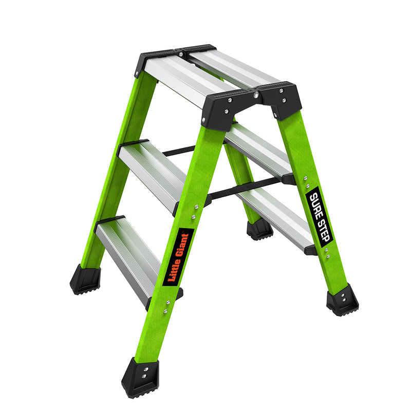 Двустранна стълба от фибростъкло Little Giant Sure Step™ с 3 стъпала, лека и безопасна за употреба