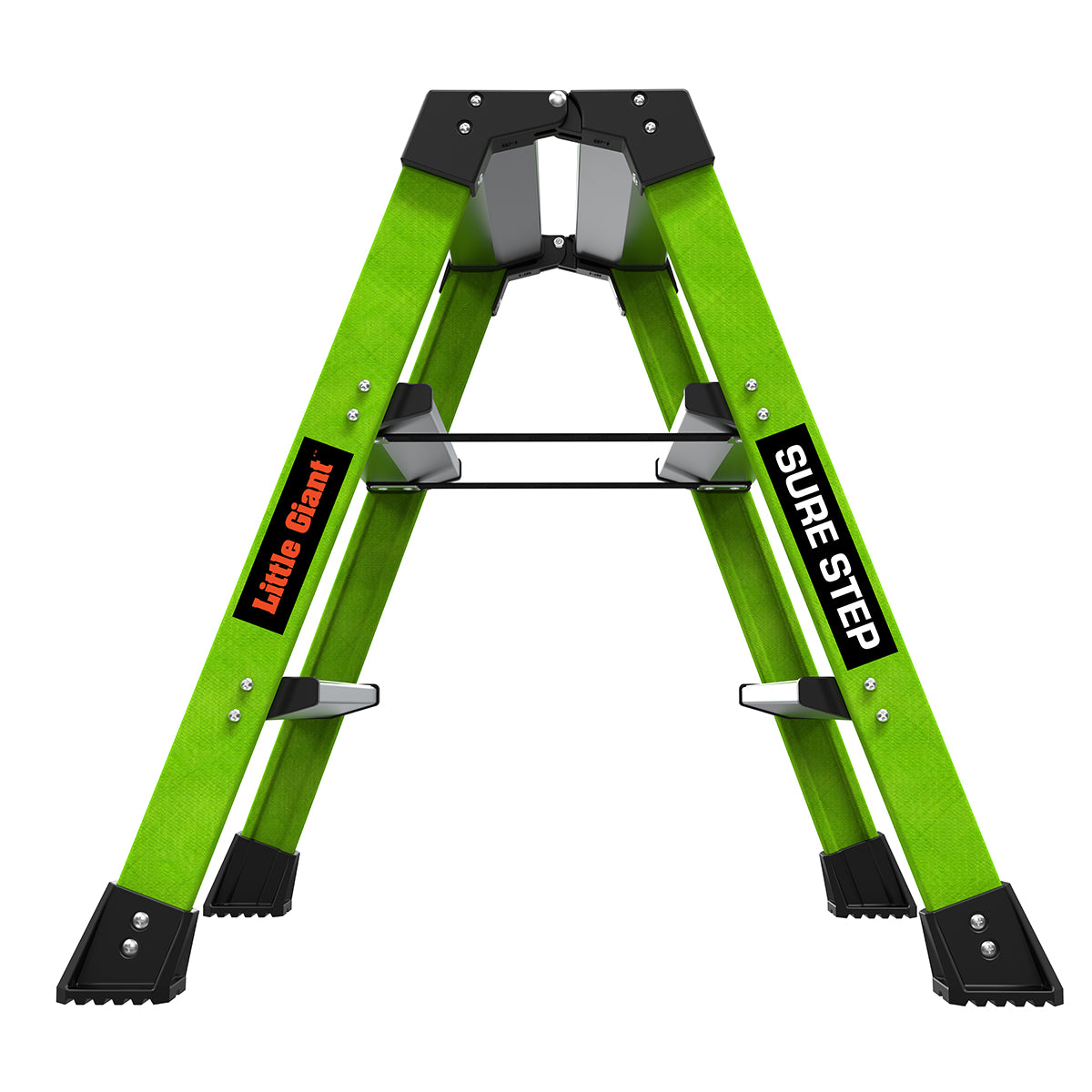 Двустранна стълба от фибростъкло Little Giant Sure Step™ в зелен цвят, идеална за дома и офиса.