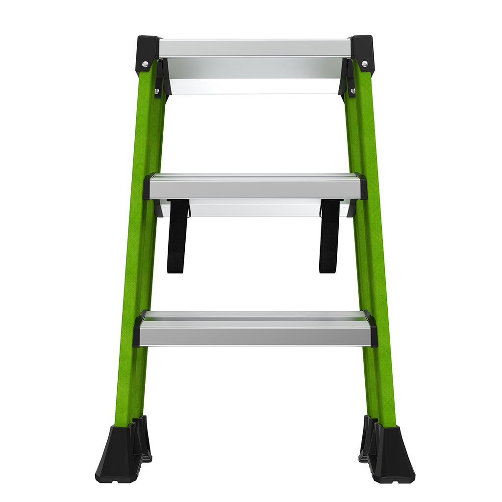 Двустранна стълба от фибростъкло Little Giant Sure Step™ с 3 стъпала, лека и стабилна за домашна и професионална употреба.