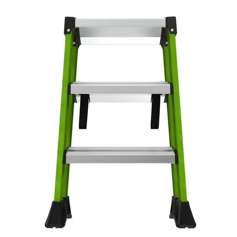 Двустранна стълба от фибростъкло Little Giant Sure Step™ с 3 стъпала, лека и стабилна за домашна и професионална употреба.
