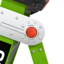 Детайл на управление на двураменна стълба KING KOMBO от фибростъкло с яркочервен бутон.