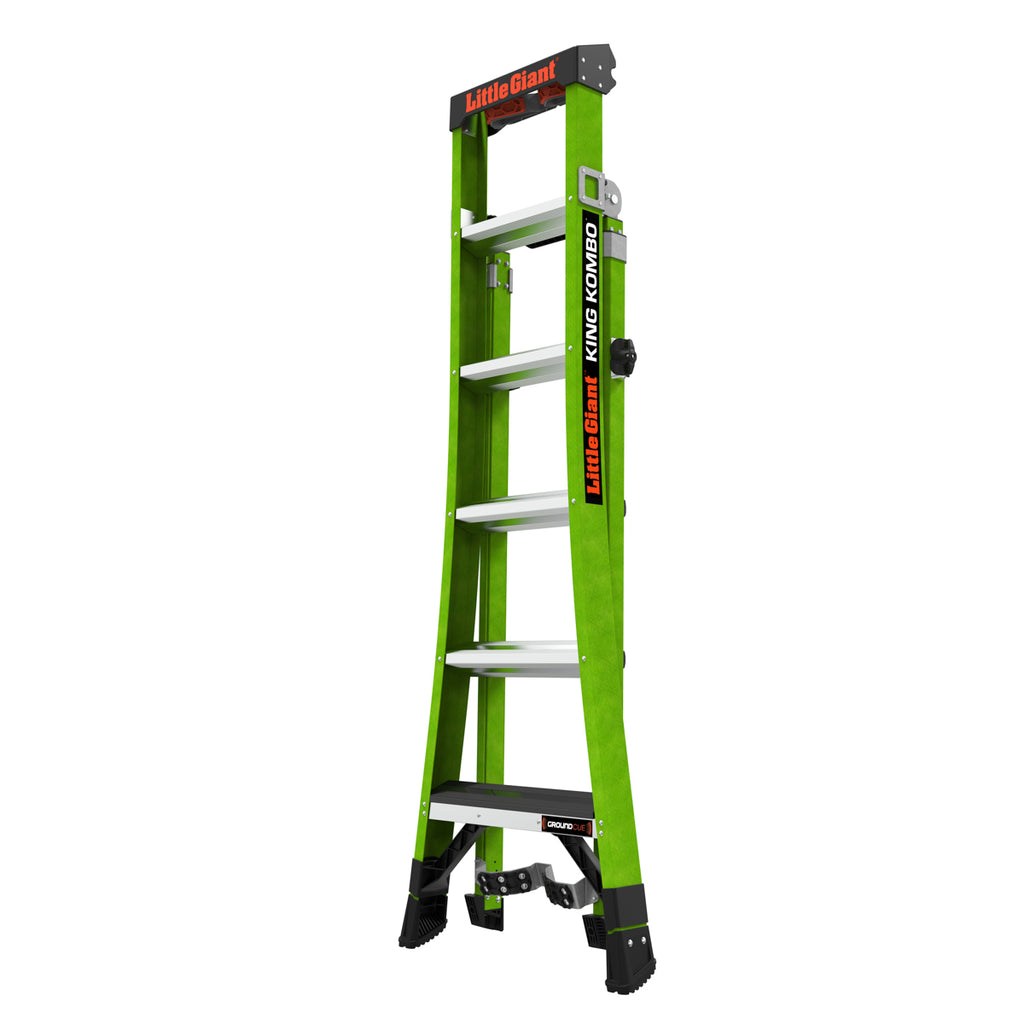 Двураменна стълба Little Giant KING KOMBO XT с 6+4 стъпала и иновационна звукова система Ground Cue.