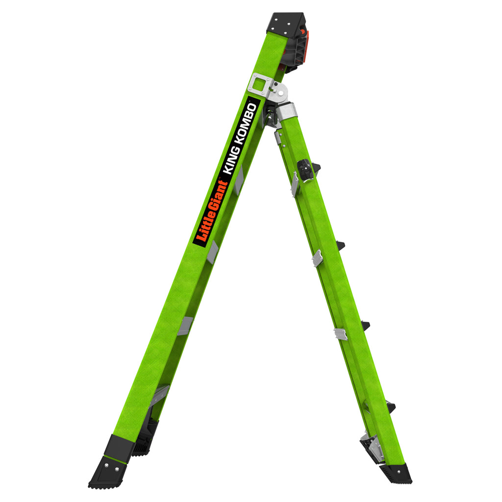Двураменна стълба от фибростъкло Little Giant KING KOMBO XT с 4 позиции и звукова система Ground Cue.