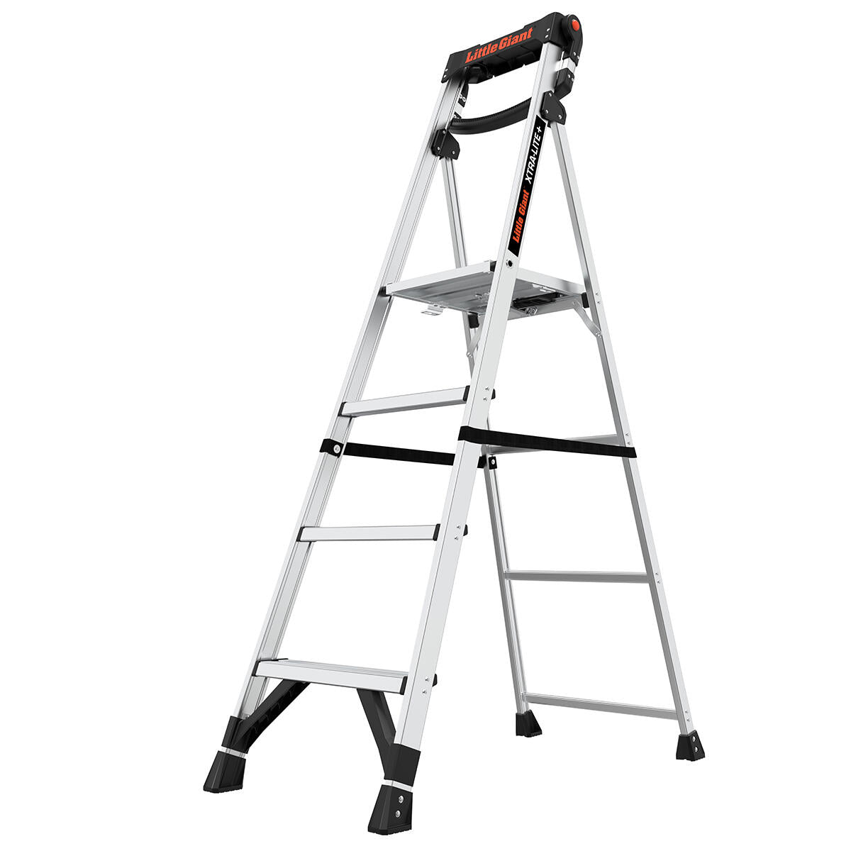 Алуминиева стълба Little Giant Xtra-Lite Plus с 3+1 стъпала и платформа, идеална за ежедневни задачи.