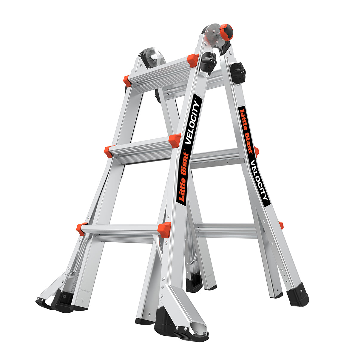 Телескопична алуминиева стълба Little Giant VELOCITY 2.0, M13, 4x3 стъпала, устойчиви крака и Rapid Locks механизми.