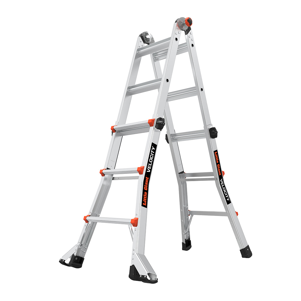 Телескопична алуминиева стълба Little Giant VELOCITY 2.0, мултифункционална, 4x3 стъпала, безопасна и устойчива.